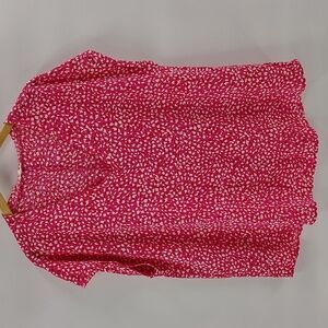 Jodifl Pink Print Top Size 1X V Neck Lightweight